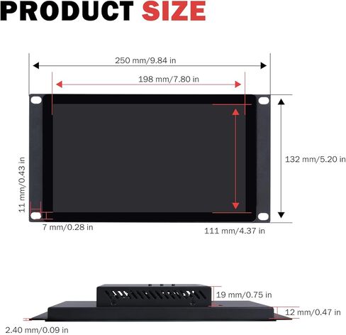GeeekPi 9 inch 1280x720 LCD Touch Screen 3U Rack Mount Monitor for DeskPi RackMate T0/T1/T2/T0 Plus/T1 Plus/TL1 Server Cabinet in Saudi Arabia