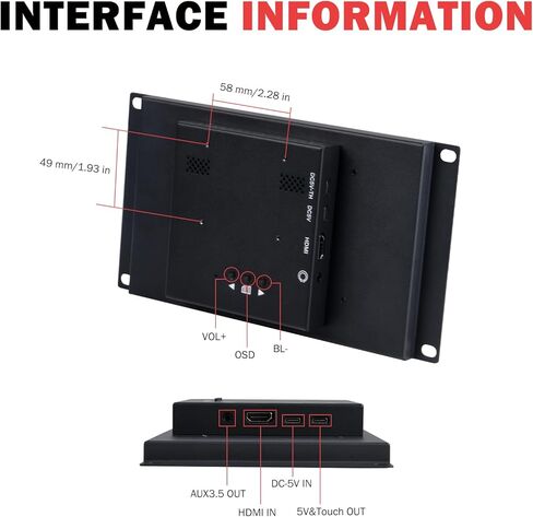 GeeekPi 9 inch 1280x720 LCD Touch Screen 3U Rack Mount Monitor for DeskPi RackMate T0/T1/T2/T0 Plus/T1 Plus/TL1 Server Cabinet in Saudi Arabia