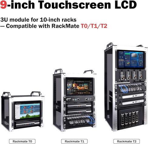 GeeekPi 9 inch 1280x720 LCD Touch Screen 3U Rack Mount Monitor for DeskPi RackMate T0/T1/T2/T0 Plus/T1 Plus/TL1 Server Cabinet in Saudi Arabia