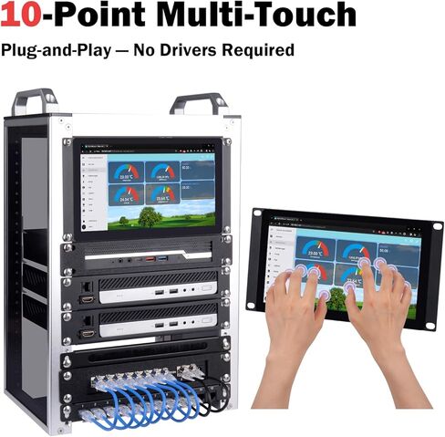 GeeekPi 9 inch 1280x720 LCD Touch Screen 3U Rack Mount Monitor for DeskPi RackMate T0/T1/T2/T0 Plus/T1 Plus/TL1 Server Cabinet in Saudi Arabia