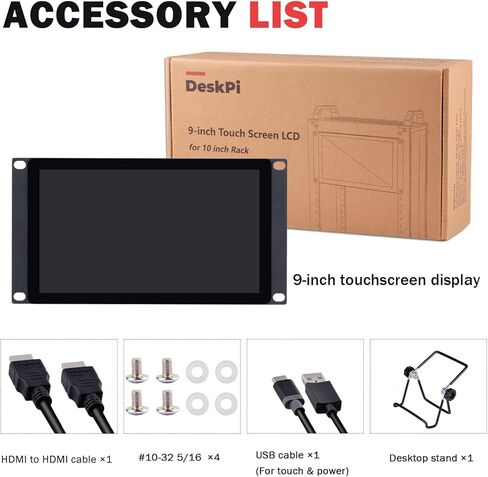 GeeekPi 9 inch 1280x720 LCD Touch Screen 3U Rack Mount Monitor for DeskPi RackMate T0/T1/T2/T0 Plus/T1 Plus/TL1 Server Cabinet in Saudi Arabia