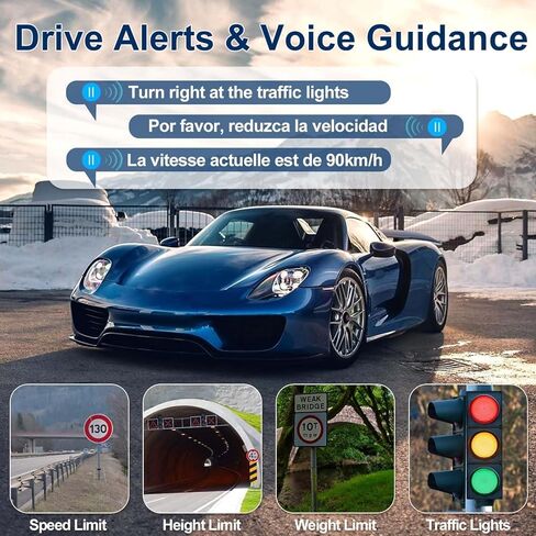 GPS Navigator للسيارة مع أحدث الخرائط المجانية لعام 2026، نظام ملاحة GPS للسيارة مقاس 7 بوصة لسائقي الشاحنات التجاريين مع بحث POI/Zip، توجيه صوتي، تنبيهات الضوء الأحمر Speedcam، 7 مركبات in Kuwait