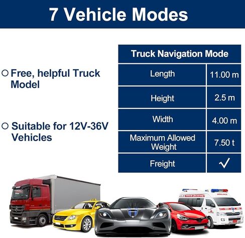 GPS Navigator للسيارة مع أحدث الخرائط المجانية لعام 2026، نظام ملاحة GPS للسيارة مقاس 7 بوصة لسائقي الشاحنات التجاريين مع بحث POI/Zip، توجيه صوتي، تنبيهات الضوء الأحمر Speedcam، 7 مركبات in Kuwait