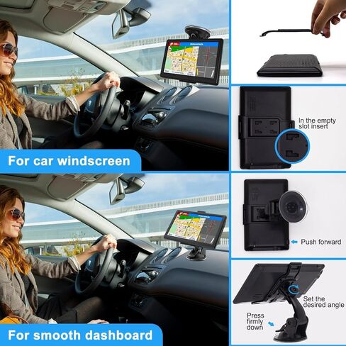 GPS Navigator للسيارة مع أحدث الخرائط المجانية لعام 2026، نظام ملاحة GPS للسيارة مقاس 7 بوصة لسائقي الشاحنات التجاريين مع بحث POI/Zip، توجيه صوتي، تنبيهات الضوء الأحمر Speedcam، 7 مركبات in Kuwait