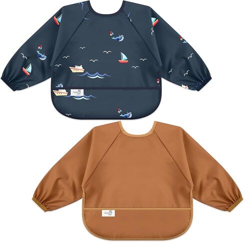 مريلة أطفال بأكمام طويلة، قماش مقاوم للماء، جيب شامل، مريلة أطفال، أكمام قابلة للتعديل in Kuwait