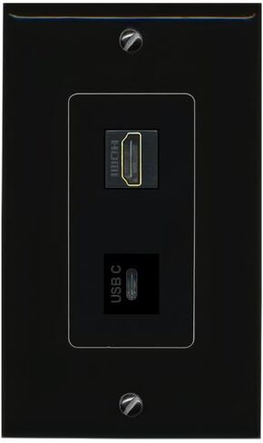 RiteAV HDMI USBC Wall Plate Decorative [Black] in Saudi Arabia