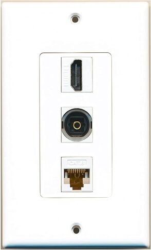 RiteAV - 1 Port HDMI and 1 Port Toslink and 1 Port Cat6 Ethernet White Decorative Wall Plate in Saudi Arabia