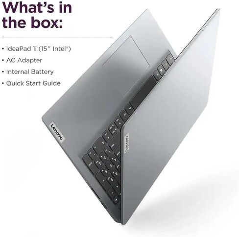 كمبيوتر محمول Lenovo IdeaPad 1i مقاس 15.6 بوصة عالي الدقة|Intel Core i5-1335U|رسومات Intel Iris Xe|كاميرا ويب|Copilot|رمادي| ذاكرة وصول عشوائي (RAM) سعة 16 جيجابايت | محرك أقراص SSD سعة 256 جيجابايت |Windows 11 Home |حزمة مع كابل HDMI in Kuwait