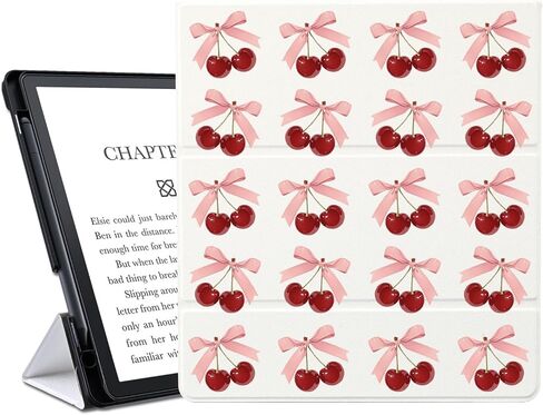 Cute Bow Tulip for Kindle Scribe 10.2 inch Case 2024/2022 Release PU Textured Leather Slim Multiple Angles Stand Smart Foldable Cover with Auto Wake/Sleep for Kindle Scribe 10.2" in Saudi Arabia