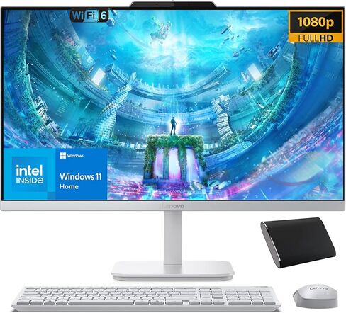 كمبيوتر مكتبي الكل في واحد من Lenovo مقاس 24 بوصة • معالج Intel N100 رباعي النواة • ذاكرة وصول عشوائي (RAM) سعة 16 جيجابايت • تخزين سعة 1 تيرابايت (محرك أقراص SSD سعة 512 جيجابايت + محرك أقراص خارجي سعة 512 جيجابايت) • Office 365 للويب • لوحة مفاتيح وماوس in Kuwait