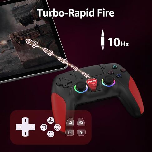 IWGAME RGB Light Wireless Controller With Back Buttons, Gaming Controller with Hall Effect Joysticks & Triggers Support Programmable, Reamp, Turbo Functions, Dual Vibration, 3.5MM Audio Jack(Black) in Saudi Arabia