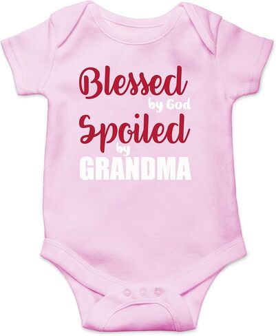 AW Fashions Blessed by God, Spoiled by Grandma - Best Grandmother - Cute One-Piece Infant Baby Bodysuit in Saudi Arabia