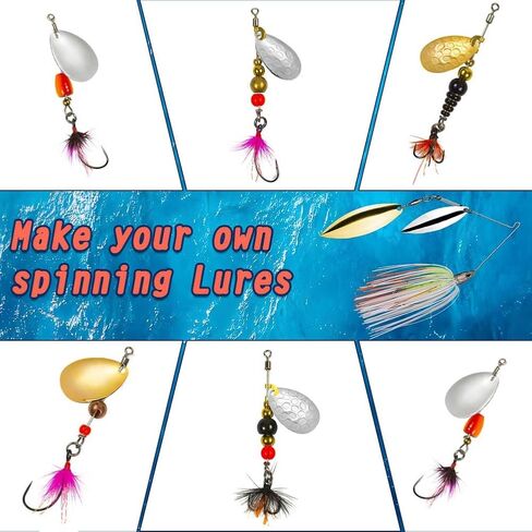 64 قطعة شفرات دوارة تجعل من السهل تدوير شفرات كولورادو للطعوم الدوارة والملاعق والولي تلاعب سمك السلمون المرقط وصيد الأسماك الصلبة والطعم الصلب والملاعق الدودية وصناعة الحفارات (ذهبي، فضي) in Kuwait