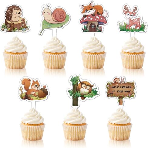48 PCS Baby Shower Cupcake Toppers for Happy Birthday, Jungle Safari Animal Theme Cake Toppers for Baby Boy Girls Birthday Party Decorations Supplies and Favors in Kuwait
