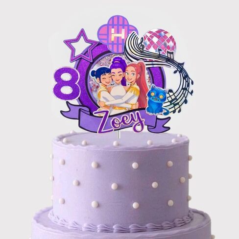 1Pcs Personalized Purple K-Pop Light-Up Cake Topper | K-Pop Birthday Cake Topper | Party Supplies | Handmade Musical Topper with Name and Age | Pop Star Party Topper Pink (K POP) in Saudi Arabia