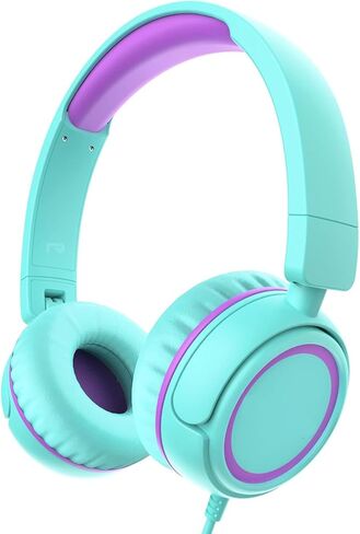 Kids Wired On-Ear Headphones - Foldable & Tangle-Free 3.5mm Stereo Headset, Adjustable Fit for Toddlers/Children/Teens (Boys/Girls) - Compatible with iPad/Tablet/Kindle/Phones -(Blue) in Saudi Arabia
