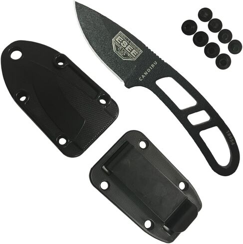 ESEE Authentic Candiru Tactical Survival Knife - Molded Sheath Belt Clip Plate (Dark Earth Blade, Black Molded Sheath) in Saudi Arabia