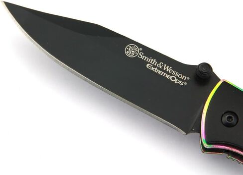 Smith & Wesson Extreme Ops CK113 6.4in S.S. Folding Knife with a 2.7in Clip Point Blade and Iridescent Handle for Outdoor, Tactical, Survival and EDC in Saudi Arabia