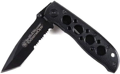 Smith & Wesson CK5TBS 7.4in High Carbon S.S. Folding Knife with a 3.2in Serrated Tanto Blade and Aluminum Handle for Outdoor, Tactical, Survival and EDC in Saudi Arabia