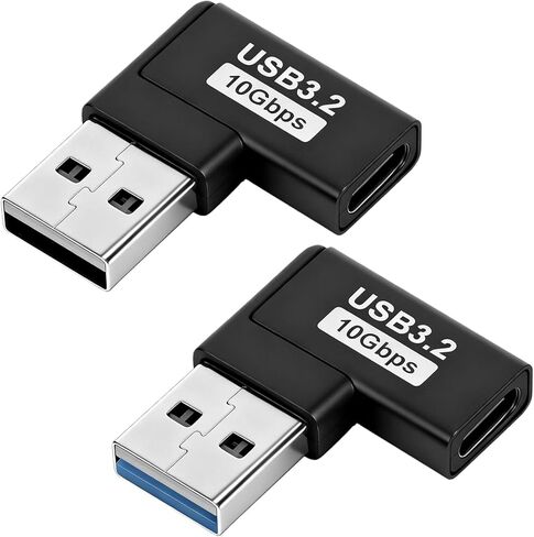 2 حزمة 90 درجة USB إلى USB C محول الزاوية اليمنى من النوع C أنثى إلى ذكر عمودي لأعلى ولأسفل زاوية عمودية منفذ مبدل موصل موسع للوحة مفاتيح الكمبيوتر المحمول والماوس in Kuwait