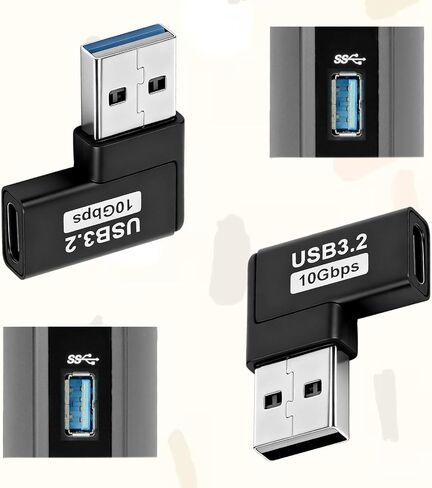 2 حزمة 90 درجة USB إلى USB C محول الزاوية اليمنى من النوع C أنثى إلى ذكر عمودي لأعلى ولأسفل زاوية عمودية منفذ مبدل موصل موسع للوحة مفاتيح الكمبيوتر المحمول والماوس in Kuwait
