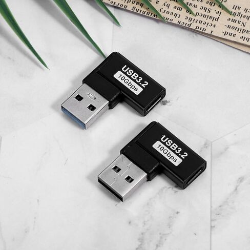 2 حزمة 90 درجة USB إلى USB C محول الزاوية اليمنى من النوع C أنثى إلى ذكر عمودي لأعلى ولأسفل زاوية عمودية منفذ مبدل موصل موسع للوحة مفاتيح الكمبيوتر المحمول والماوس in Kuwait