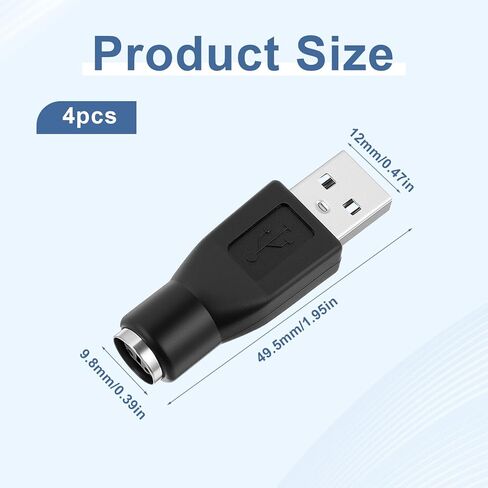 4 حزم محول PS2 أسود إلى USB، محول PS2 أنثى إلى USB ذكر مناسب للفأرة السلكية ولوحة المفاتيح in Kuwait