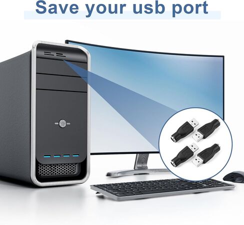 4 حزم محول PS2 أسود إلى USB، محول PS2 أنثى إلى USB ذكر مناسب للفأرة السلكية ولوحة المفاتيح in Kuwait