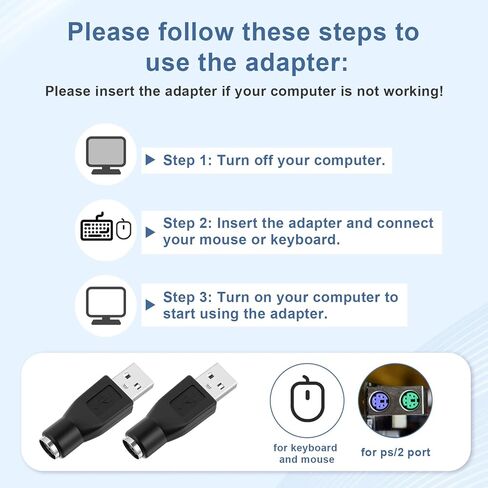 4 حزم محول PS2 أسود إلى USB، محول PS2 أنثى إلى USB ذكر مناسب للفأرة السلكية ولوحة المفاتيح in Kuwait
