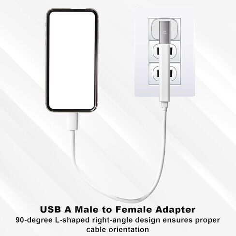 2 قطعة محول USB 90 درجة USB محول زاوية قائمة ذكر إلى أنثى محول موسع لأجهزة الكمبيوتر المحمول، بنك الطاقة، الشاحن، الهاتف، الوسادة، الكمبيوتر الشخصي (رمادي) in Kuwait