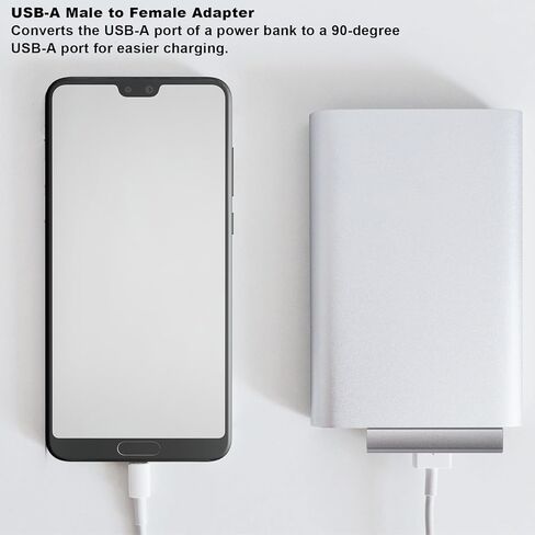 2 قطعة محول USB 90 درجة USB محول زاوية قائمة ذكر إلى أنثى محول موسع لأجهزة الكمبيوتر المحمول، بنك الطاقة، الشاحن، الهاتف، الوسادة، الكمبيوتر الشخصي (رمادي) in Kuwait