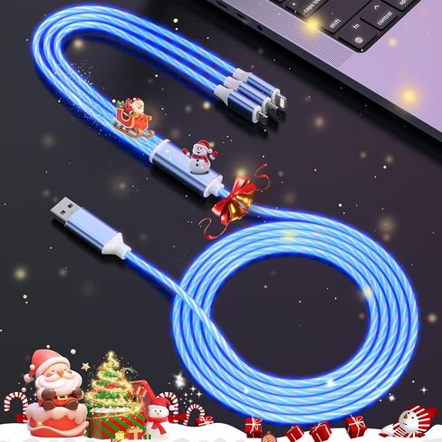 3 في 1 كابل شحن مضيء LED لهاتف iphone Flowing LED Light Up متوهج سريع الشحن كابل شحن متعدد للسيارة 4FT USB إلى Lightning/UBS-C/Micro USB شاحن سلك لآيفون، جالاكسي، أندرويد - RGB in Saudi Arabia