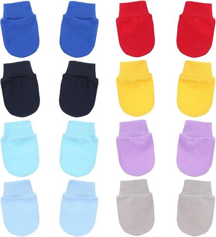 8 Pairs Newborn Infant Toddler Mittens, Elastic Cotton No Scratch Newborn Baby Wrist Gloves for Baby Boy Girl 0-6 Months (8 Colors) in Saudi Arabia