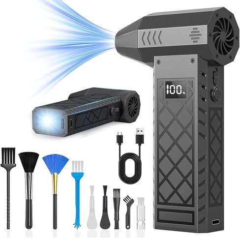 Compressed Air Duster, 260000RPM Powerful Mini Electric Dust Blower, Rechargeable Dust Fan with Fast Charging, 4-Gear Adjustable Air Blower for Computer/House/Outdoor/Car, Gifts for Men in Saudi Arabia
