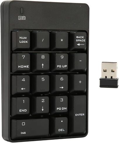 لوحة مفاتيح رقمية، 18 مفتاحًا، لوحة أرقام USB لاسلكية 2.4 جيجا بايت مع تصميم منخفض الضوضاء، لأجهزة الكمبيوتر المحمول سطح المكتب 2000 OS X Vista 7 وما فوق (أبيض) in Kuwait