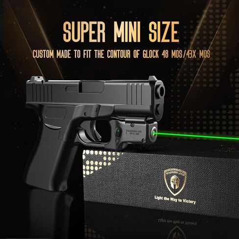 WARRIORLAND Green Laser Sight مخصص مناسب G43X MOS / 48 MOS، مدمج وخفيف الوزن، مفتاح تشغيل/إيقاف يمكن استخدامه بكلتا اليدين ومؤشر الطاقة، WLS-100G in Kuwait
