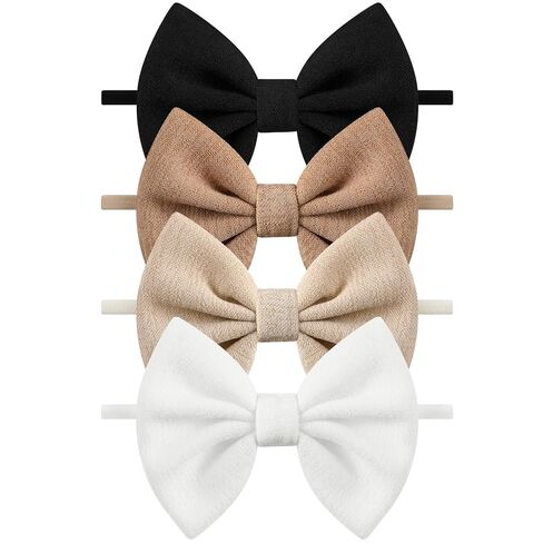 4 Pcs Baby Bow Headbands, Soft Nylon Baby Girls Headbands for Newborn | Bow Hair Accessories for Toddlers Child in Saudi Arabia