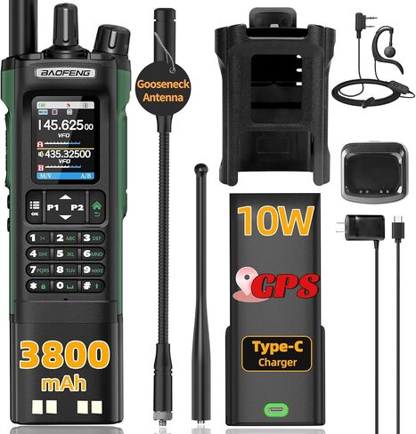 Ham Radio BAOFENG Radio UV32 Handheld 10W Rechargeable Walkie Talkies Long Range UV-32 5RM Two Way Radio NOAA Weather Radio with GPS,APP Programming Copy Frequency 3800mAh Battery USB-C Charging in Saudi Arabia