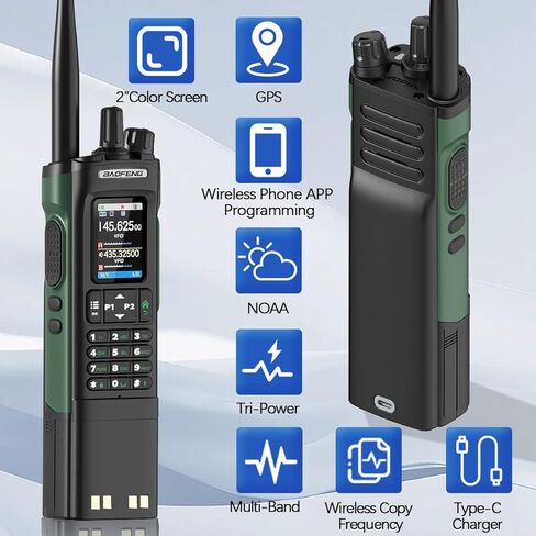 Ham Radio BAOFENG Radio UV32 Handheld 10W Rechargeable Walkie Talkies Long Range UV-32 5RM Two Way Radio NOAA Weather Radio with GPS,APP Programming Copy Frequency 3800mAh Battery USB-C Charging in Saudi Arabia