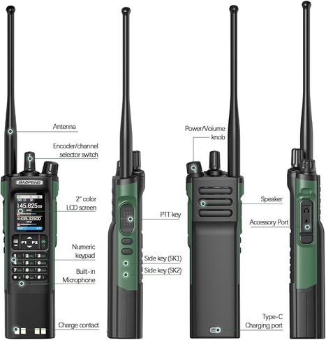 Ham Radio BAOFENG Radio UV32 Handheld 10W Rechargeable Walkie Talkies Long Range UV-32 5RM Two Way Radio NOAA Weather Radio with GPS,APP Programming Copy Frequency 3800mAh Battery USB-C Charging in Saudi Arabia