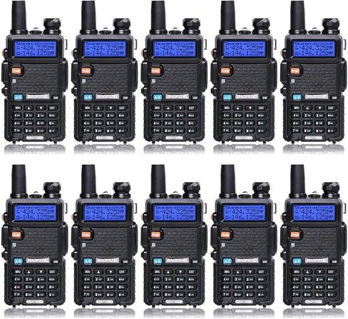 Baofeng UV-5R ثنائي النطاق راديو ثنائي الاتجاه محمول باليد راديو طويل المدى لاسلكي حزمة من 10 أجهزة لإدارة فريق المدرسة للبالغين (أسود) in Kuwait