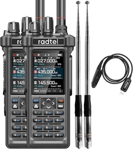 راديو Radtel RT-950 PRO ham، GPS/APRS، جهاز اتصال لاسلكي بقدرة 10 واط، جهاز إرسال واستقبال محمول طويل المدى، AM/FM/CB/SW، برمجة تطبيقات بلوتوث، محلل الطيف (مع هوائي * 2، كابل برمجة) in Saudi Arabia