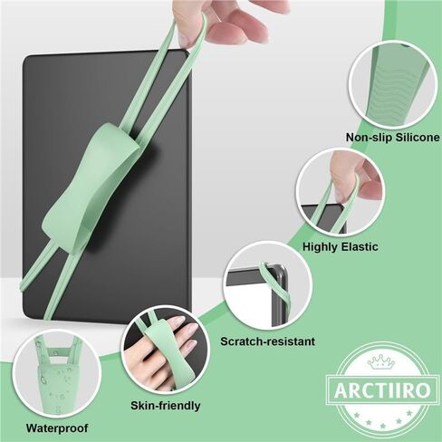 Silicone Finger Hand Strap Holder for Kindle & Tablets 4.7–8 Inch – Elastic Non-Slip Reading Grip Strap for One-Hand Use, Compatible with Kindle Paperwhite, Oasis, and E-Readers (1 Pack, Mint Green) in Saudi Arabia