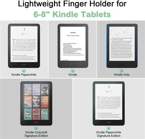 Silicone Finger Hand Strap Holder for Kindle & Tablets 4.7–8 Inch – Elastic Non-Slip Reading Grip Strap for One-Hand Use, Compatible with Kindle Paperwhite, Oasis, and E-Readers (1 Pack, Mint Green) in Saudi Arabia