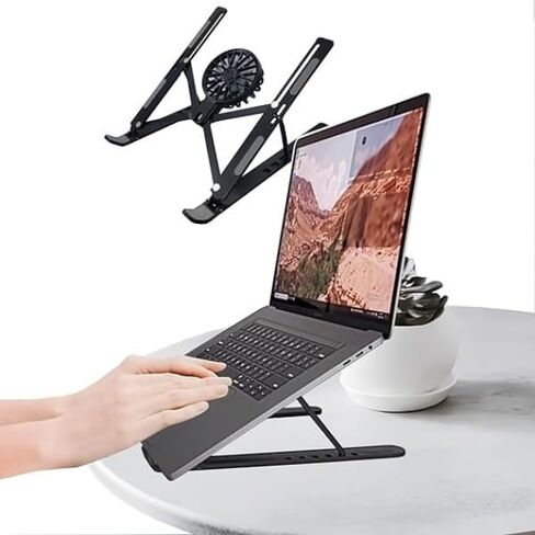 Portable Laptop Stand with Cooling Fan, Laptop Stand, Detachable Adjustable Laptop Riser, Compatible with 18-inch Laptops (Black) in Saudi Arabia