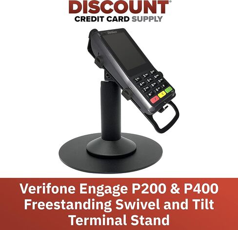 DCCSands Verifone Engage P200 & P400 PIN Pad 7 بوصات حامل طرفي دوار وإمالة قائم بذاته مع لوحة مستديرة، أسود in Saudi Arabia