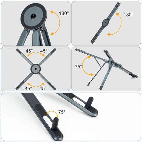 Adjustable Laptop Stand for Desk & Travel - Magnetic Phone Holder Tripod for MagSafe iPhone, Aluminum Foldable Portable Computer Stand Compatible with 10–16" Laptops and 4–13" Phones/Tablets in Saudi Arabia