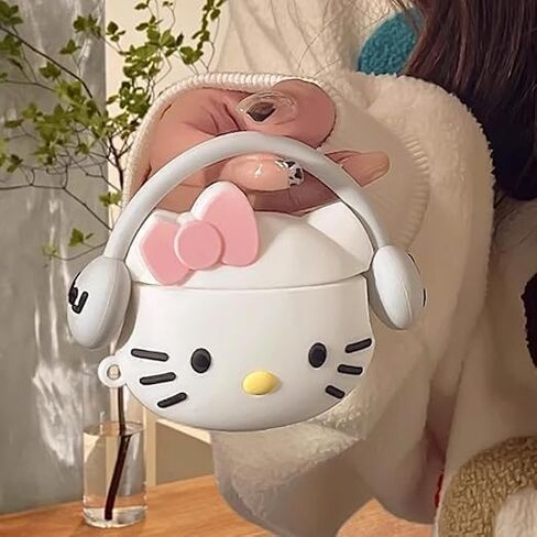 حافظة لجهاز AirPods Pro 3 مع طقم منظف Cartoon Kawaii Soft 3D Silicone Case واقية متوافقة مع Apple AirPods Pro 3rd Generation Earbud Cover مع سلسلة مفاتيح للنساء والفتيات والأولاد (كيتي وايت) in Kuwait