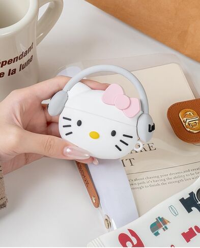 حافظة لجهاز AirPods Pro 3 مع طقم منظف Cartoon Kawaii Soft 3D Silicone Case واقية متوافقة مع Apple AirPods Pro 3rd Generation Earbud Cover مع سلسلة مفاتيح للنساء والفتيات والأولاد (كيتي وايت) in Kuwait