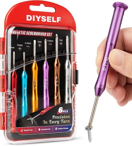 DIYSELF Electric Screwdriver Cordless Rechargeable 3.7V Power Screwdriver with LED Light 28-Piece Small Electric Screwdriver Kit Includes Bits, Magnetic Bit Holder, USB Charging Cable, Carrying (Red) in Saudi Arabia